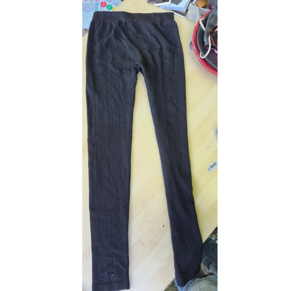 Pink Republic Black Cable‎ Knit Fleece Lined Leggings Womens Size Medium